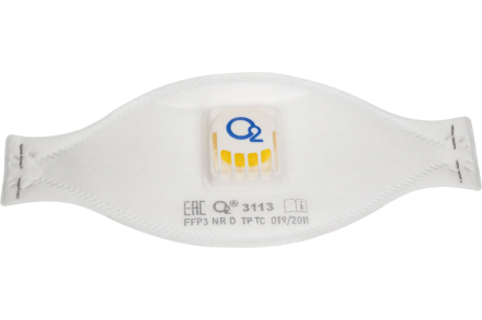 Респиратор О2 трехпанельный FFP3 NRD с клапаном выдоха 3113, фото 2
