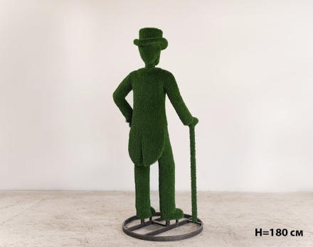 Топиари Джентльмен во фраке и цилиндре с тростью, h=180 см - газон Eco, фото 2