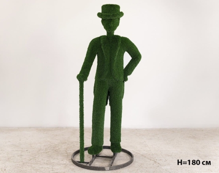 Топиари Джентльмен во фраке и цилиндре с тростью, h=235 см - газон Eco, фото 4