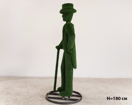 Топиари Джентльмен во фраке и цилиндре с тростью, h=235 см - газон Eco, фото 6