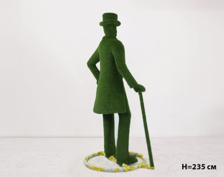 Топиари Джентльмен во фраке и цилиндре с тростью, h=235 см - газон Eco, фото 3