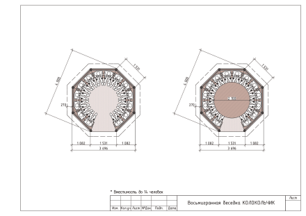 Восьмигранная беседка КОЛОКОЛЬЧИК, фото 9