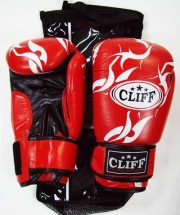 Перчатки бокс P.TECH (кожа) 10 oz красные