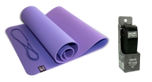 Коврик для йоги 6 мм двуслойный с ремешком для йоги в подарок