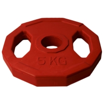 Диск обрезиненный многогранный с двумя хватами олимпийский d-51мм 5кг Красный Диск обрезиненный многогранный с двумя хватами олимпийский d-51мм 5кг Красный