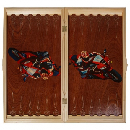 Нарды резные ручной работы "Байкер"(РОССИЯ, ДЕРЕВО, 50Х29Х6,5 СМ), фото 1