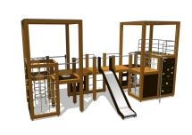 Детский городок "Площадка 2-х секционная с горкой", серия Eco (дерево) ДГ3035.02 Детский городок "Площадка 2-х секционная с горкой", серия Eco (дерево) ДГ3035.02