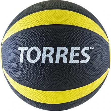 Медбол &quot;TORRES 1 кг&quot;, арт.AL00221, резина,  диаметр 19,5 см, черно-желто-белый, фото 1