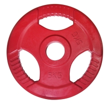 Диск обрезиненный цветной с хватом d 51 мм 5 кг. Диск обрезиненный цветной с хватом d 51 мм 5 кг.