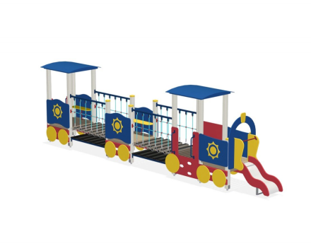 Игровой комплекс Паровоз длинный с открытым вагончиком ИО-01.3, фото 1