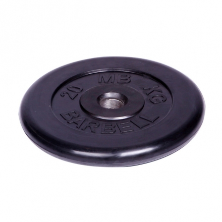 Диск обрезиненный Barbell d 51 мм чёрный 20 кг, фото 1
