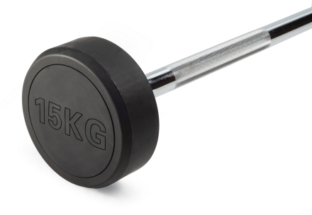Штанга неразборная обрезиненная 15 кг Прямой гриф, фото 2