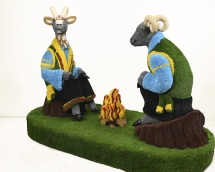 Топиари композиция козел и баран у костра - газон Eco Топиари композиция козел и баран у костра - газон Eco