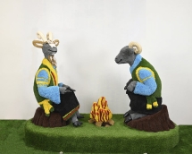 Топиари композиция козел и баран у костра - газон Eco Топиари композиция козел и баран у костра - газон Eco