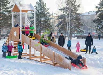 Зимняя горка "IgraGrad Snow Fox", скат 5 м с ограждением, фото 8