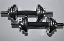 Гантель сборная хромированная. Вес одной гантели 5 кг. Продаётся парами