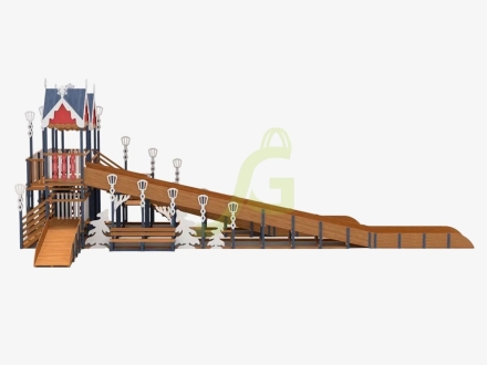 Зимняя деревянная горка "IgraGrad Snow Fox 17" с тремя скатами V4, фото 4