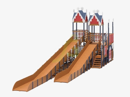 Зимняя деревянная горка "IgraGrad Snow Fox 17" с тремя скатами V4, фото 2