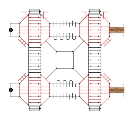 Многофункциональный спортивный комплекс (красный) МК 100.02-01, фото 5