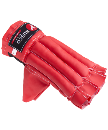 Перчатки снарядные, шингарды, кожзам, красно-сине-черный, фото 2