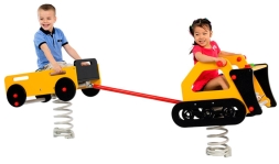 Качалка на пружине Construction machines Бульдозер с прицепом для детской площадки - Плоское крепление, фото 1 Качалка на пружине Construction machines Бульдозер с прицепом для детской площадки - Плоское крепление, фото 1