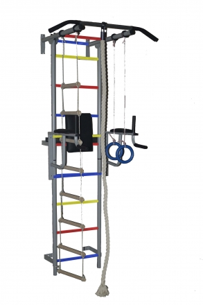 Спортивный комплекс Крепыш плюс пристенный с брусьями - 1 ПВХ серый, фото 1