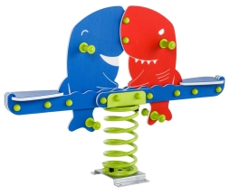 Качалка на пружине Shark twins для детской площадки - Плоское крепление, фото 1 Качалка на пружине Shark twins для детской площадки - Плоское крепление, фото 1