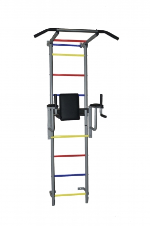 Детский спортивный комплекс Крепыш плюс пристенный с брусьями - 2 ПВХ серый, фото 1