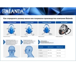Защитный полнолицевой респиратор BAIANDA размер средний (M) EK201, фото 10